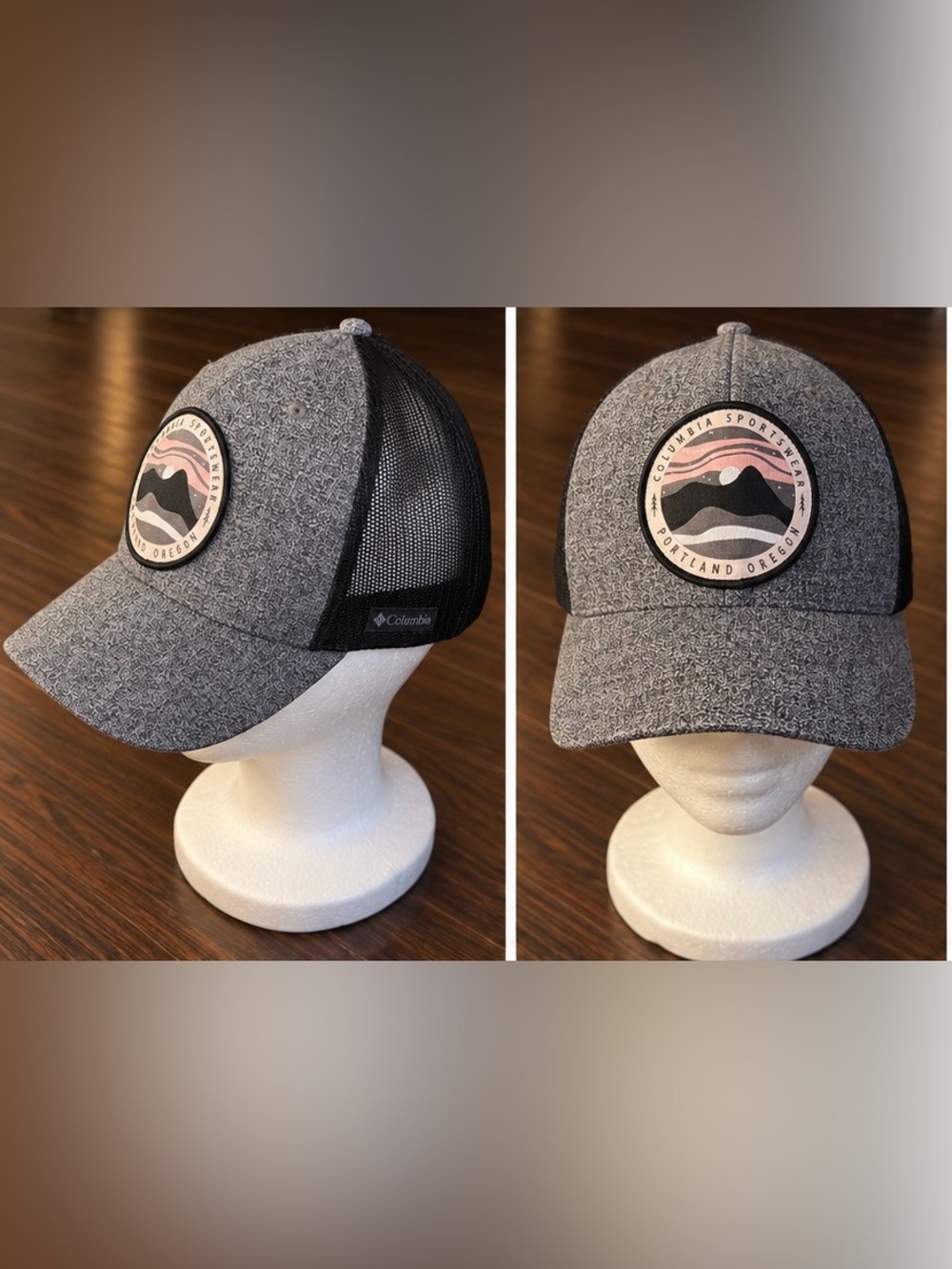 Columbia Sportswear Portland Oregon Trucker Hat Gray Black Snapback